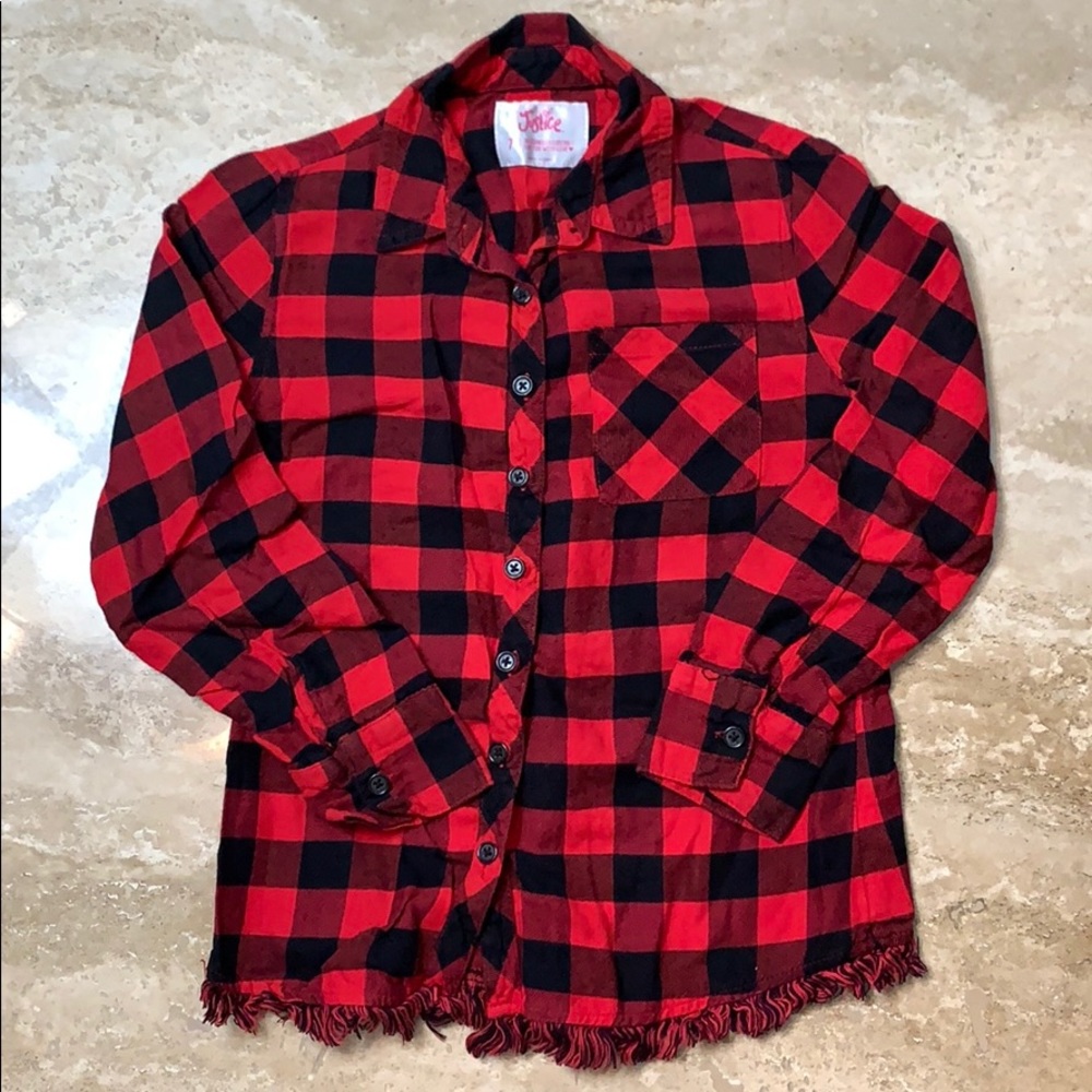 Justice Girls Long Sleeve Checkered Shirt